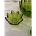 Blenko Glass 4 piece Olive Green Glass Salad Bowl Set Glass Petal bowls