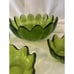 Blenko Glass 4 piece Olive Green Glass Salad Bowl Set Glass Petal bowls