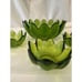 Blenko Glass 4 piece Olive Green Glass Salad Bowl Set Glass Petal bowls