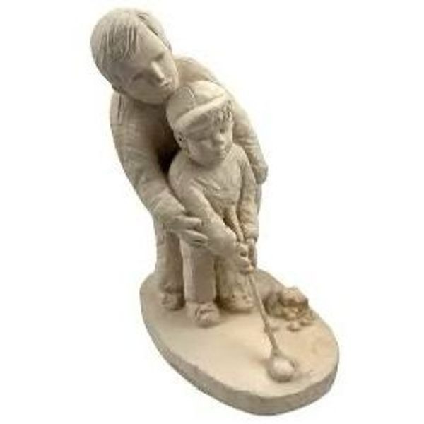 Vintage Austin Sculpture Dee Crowley Future Golfer Figure Beige Father Dad Son