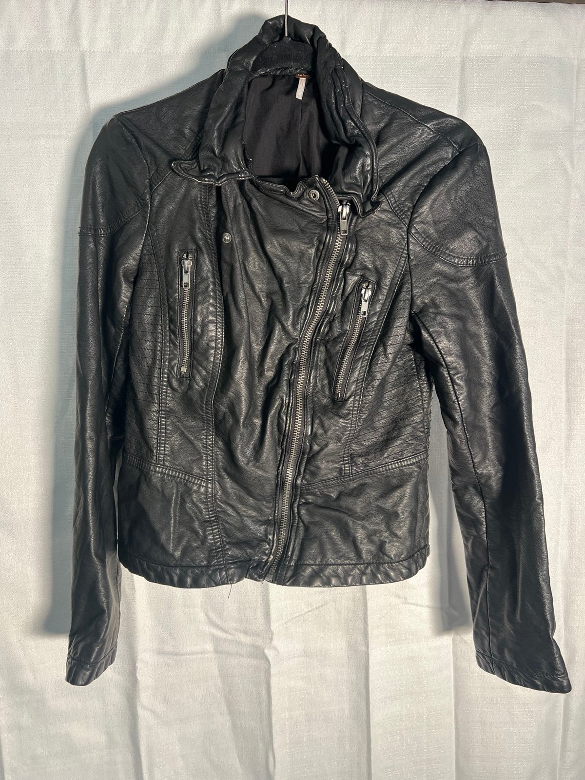 Free People Faux Leather Moto Jacket- 8