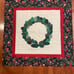 Handmade Christmas Wall Hanging Wreath Holly Leaves Beads Buttons 42 1/2/“ Sq.