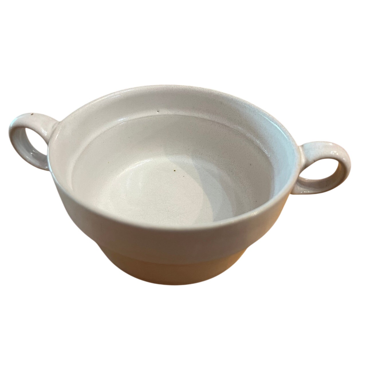 Bennington potters Stoneware 1765 white glazed vintage potters doubled handled