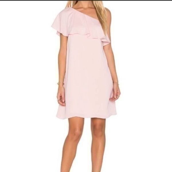 Amanda Uprichard Zoe Dress One Shoulder Ruffle Mini Length Pink Size M