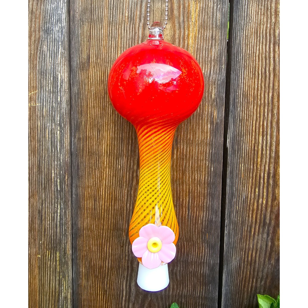 Glass Hummingbird Nectar Feeder with Orange, Yellow, and Red