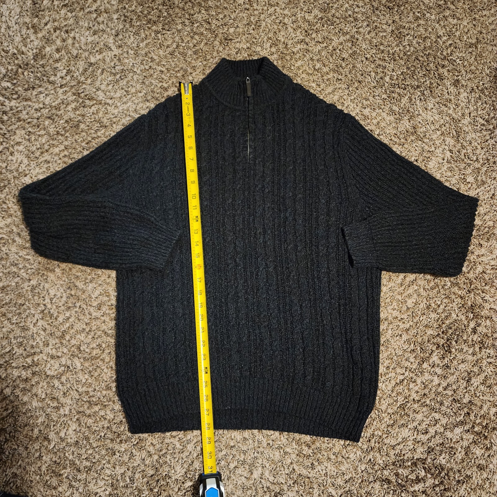 Mens Tasso Elba Cable- Knit Quarter Zip