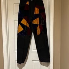 Vintage Machine Jeans Mens 31x34 Patchwork Suede Colorblock Y2K Baggy Skater 90s