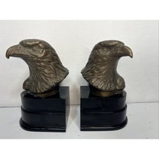 Bronze Eagle with wood base bookends Lot of 2 Vintage