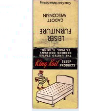 Leiser Furniture Cadott Wisconsin King Koil Vintage Matchbook Cover SF4-Y2