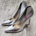 Schutz Metallic Leather Arlette Stiletto Heels Womens Size 8 High Heel Pumps