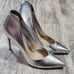 Schutz Metallic Leather Arlette Stiletto Heels Womens Size 8 High Heel Pumps