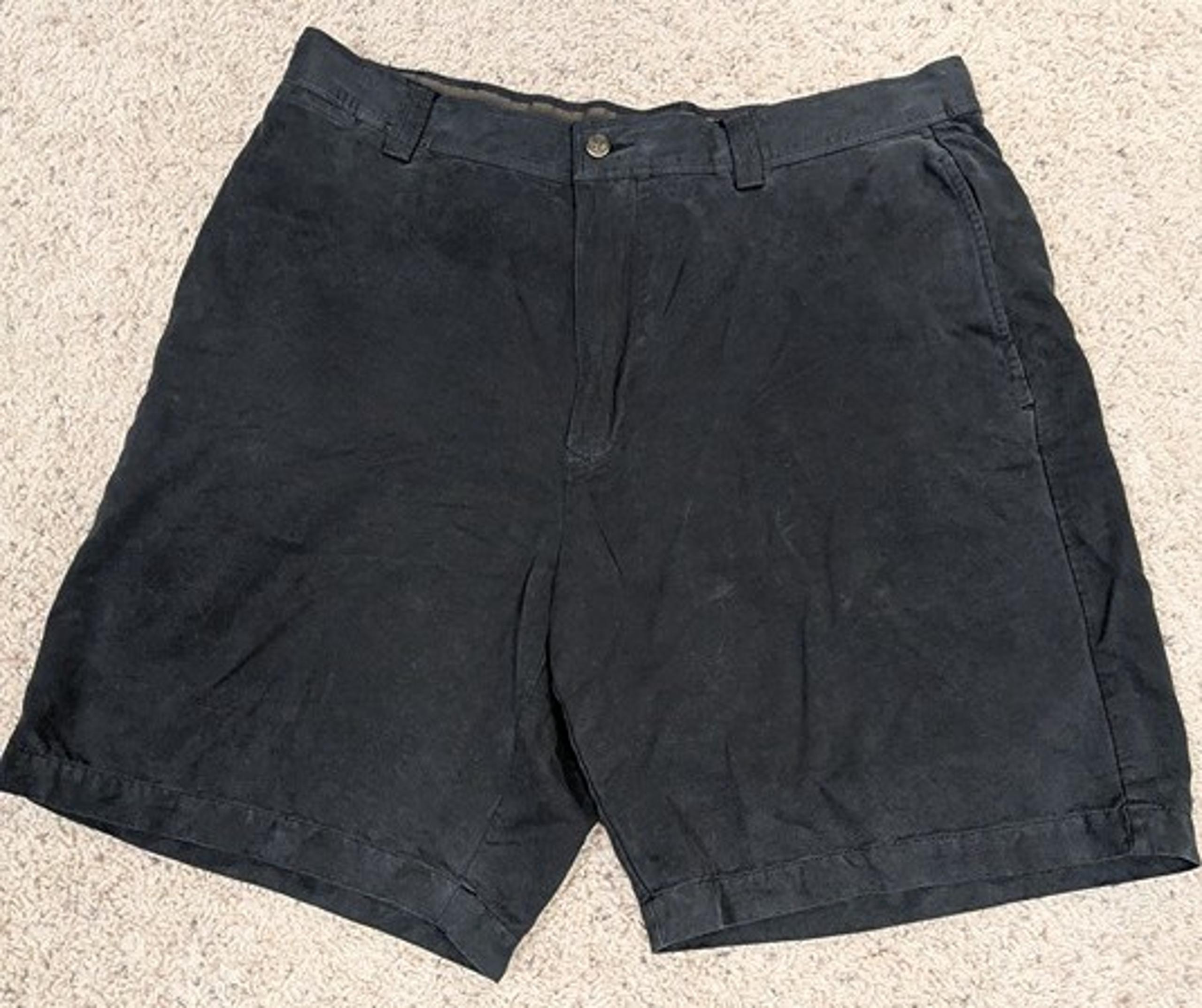 Tommy Bahama Shorts Mens 36 Black Silk Chino Flat Front Golf Casual 8" Inseam