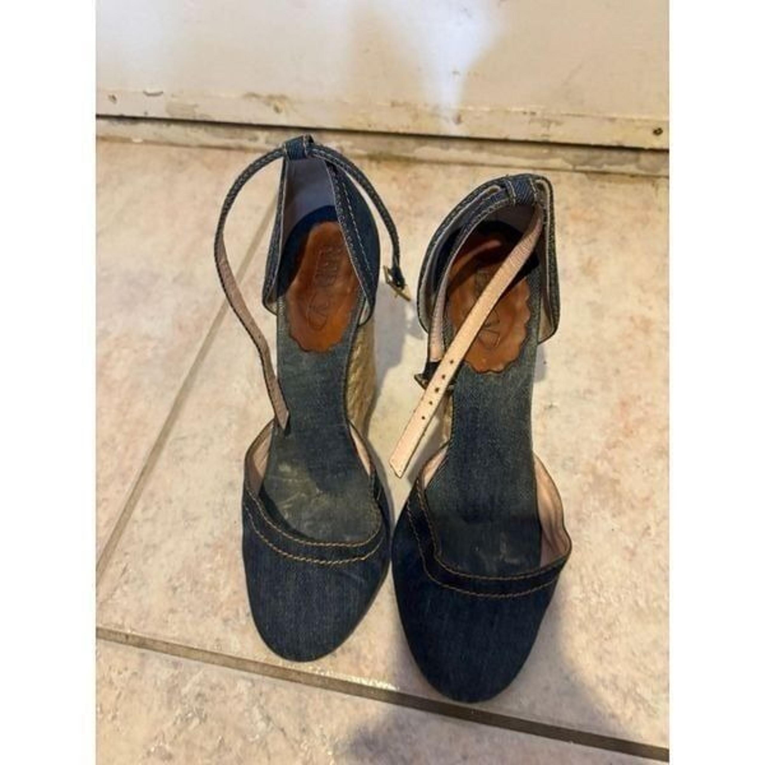 Red valentino sandals blue jean heels cloth wedges denim dress shoes platform