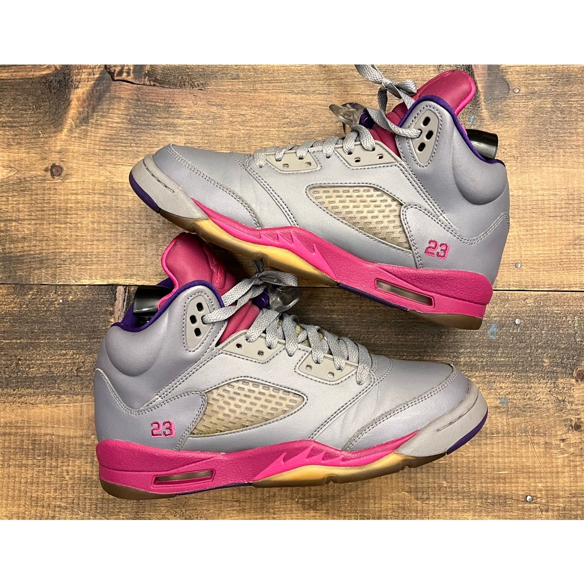 Nike Air Jordan 5 Retro 'Cement Gray Pink' Basketball Shoes Size 6.5Y