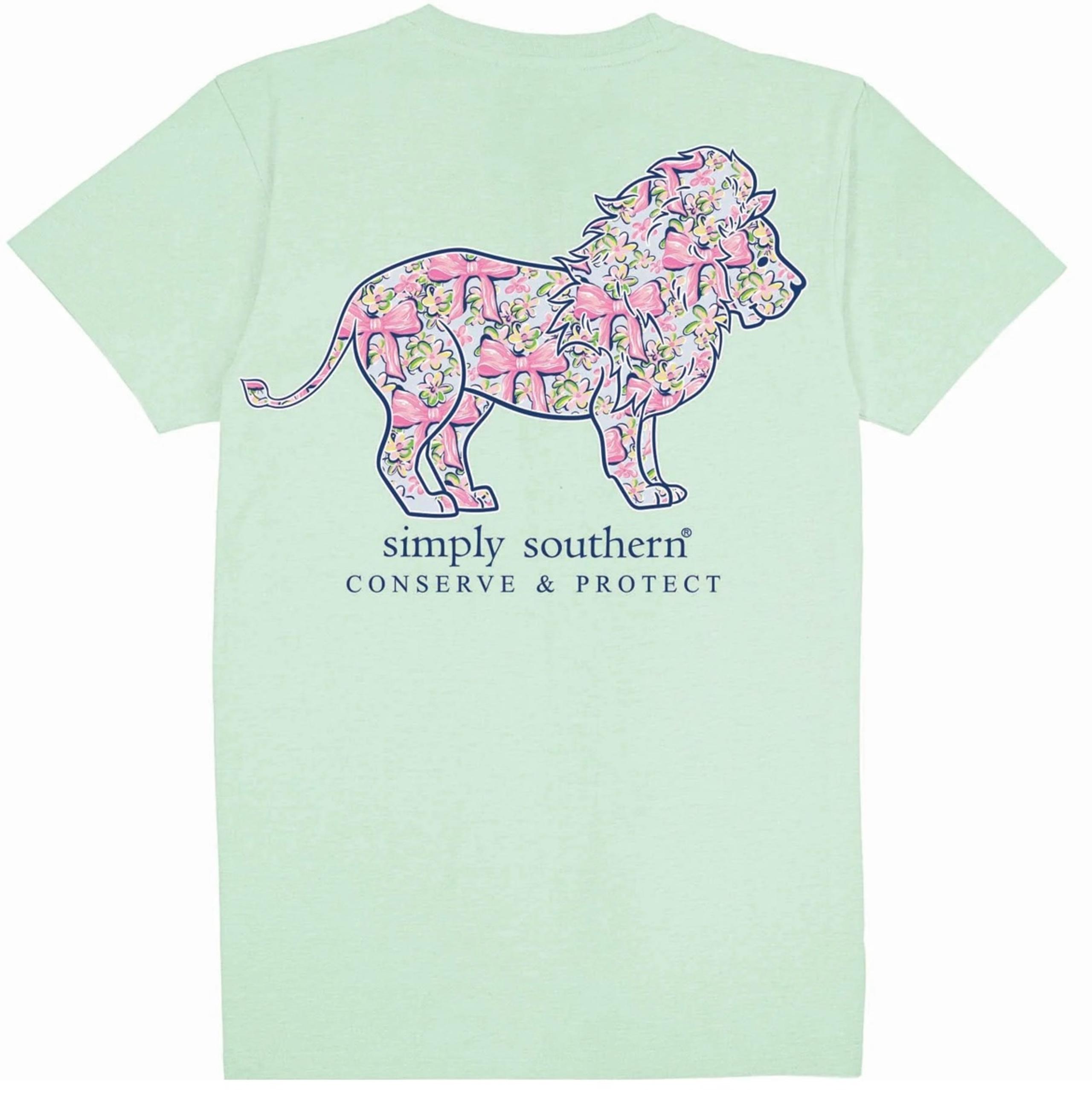 New Simply Southern Lion Bow Short Sleeve Shirt 2XL XXL