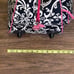 Damask Pink White and Black Carryon Bag White Wheels and Handles