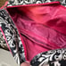 Damask Pink White and Black Carryon Bag White Wheels and Handles