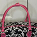 Damask Pink White and Black Carryon Bag White Wheels and Handles