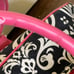 Damask Pink White and Black Carryon Bag White Wheels and Handles