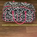 Damask Pink White and Black Carryon Bag White Wheels and Handles