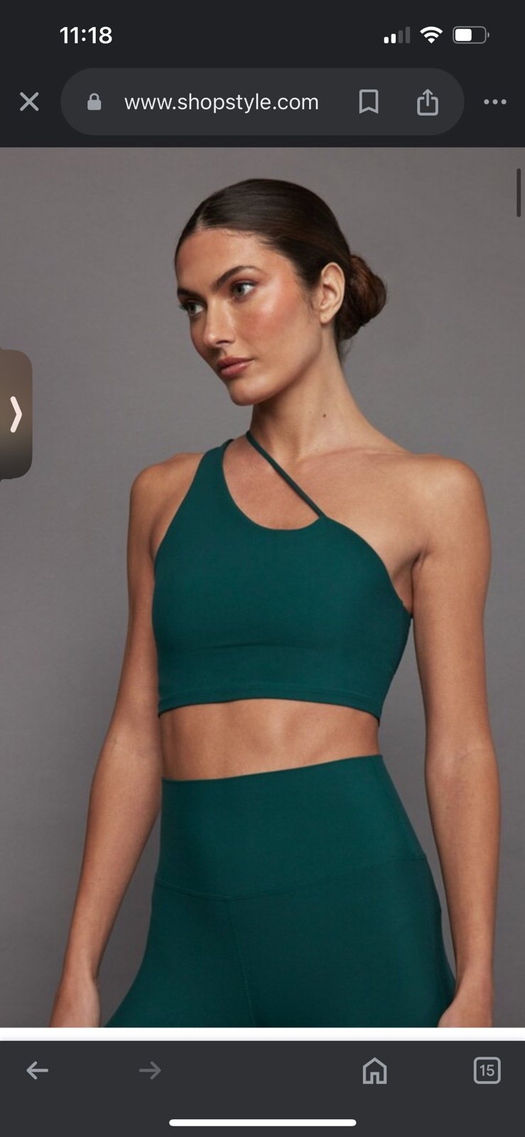 NWT 98 carbon38 one shoulder sports bra ponderosa pine green small