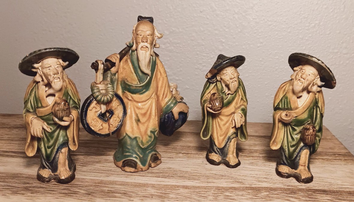Antique Chinese Mud Men, set of 4