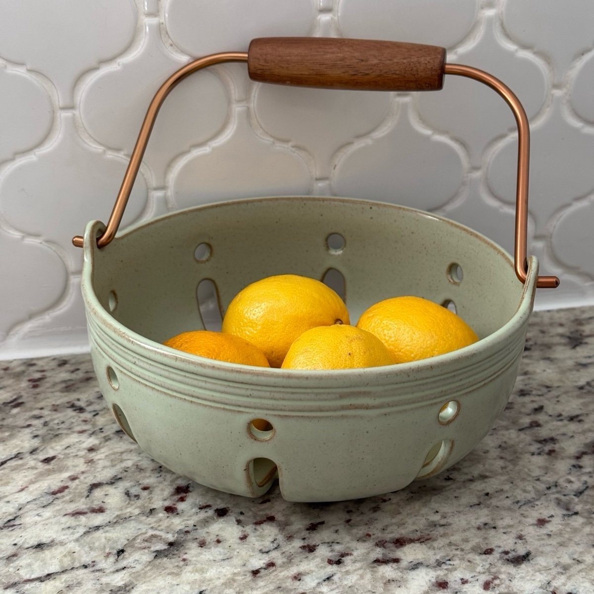 Hearth and Hand with Magnolia Stoneware Berry Bowl with Carrying Handle | Green