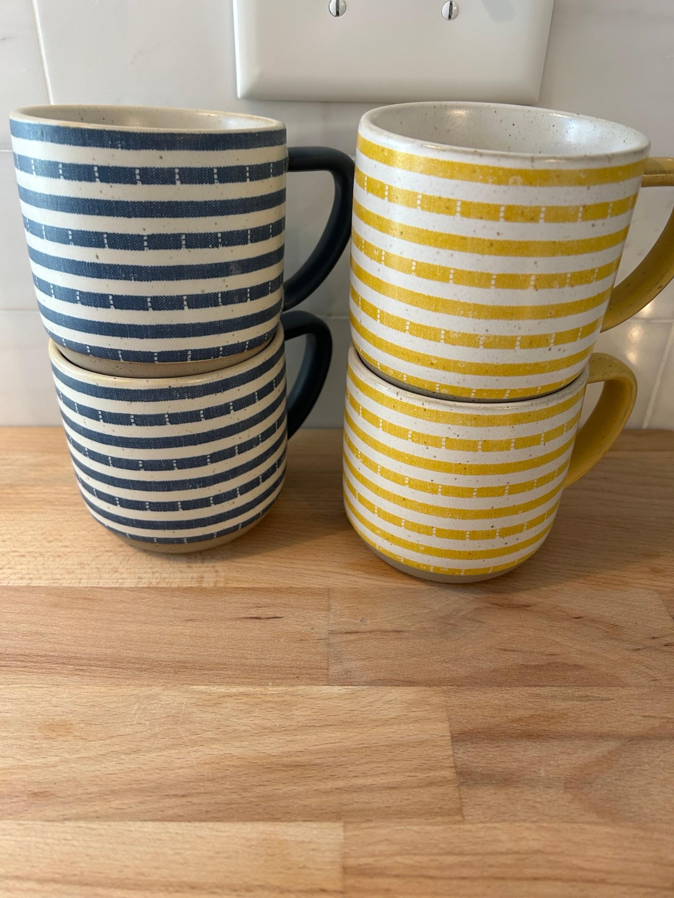 Hearth & Hand With Magnolia
NWT
13oz Stoneware Clipped Striped
Mugs Blue Yellow