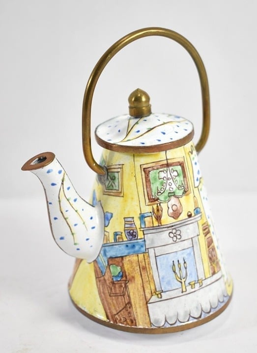 miniature enamel teapots