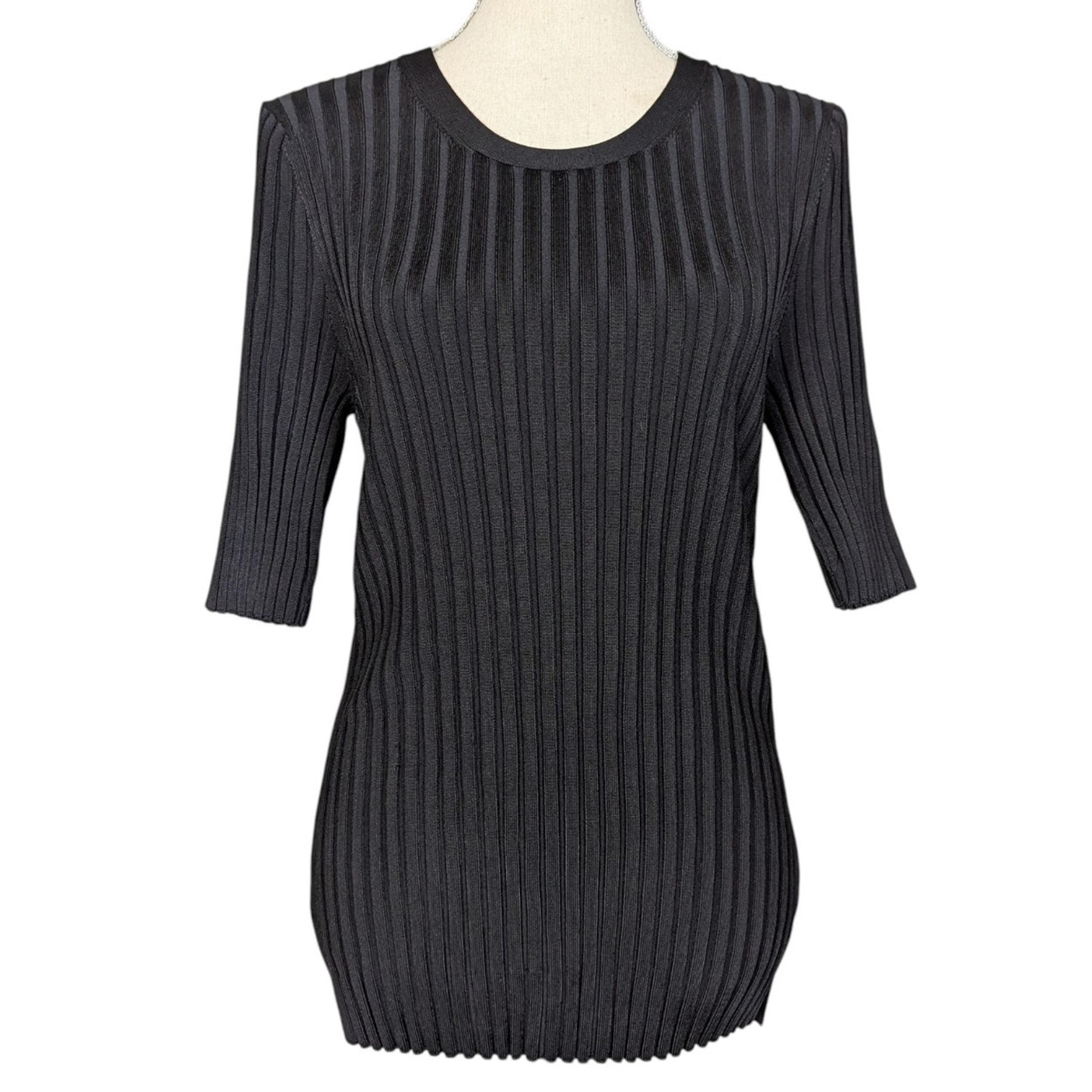 Veronica Beard Dillon Crew Neck Pullover Sweater Rib Knit Black Size XL