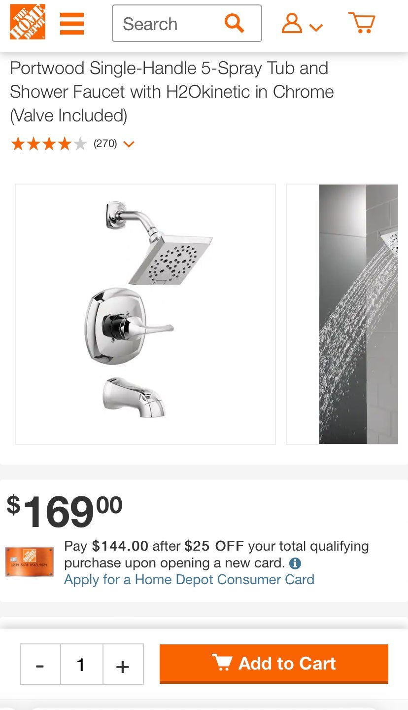 Delta tub and shower