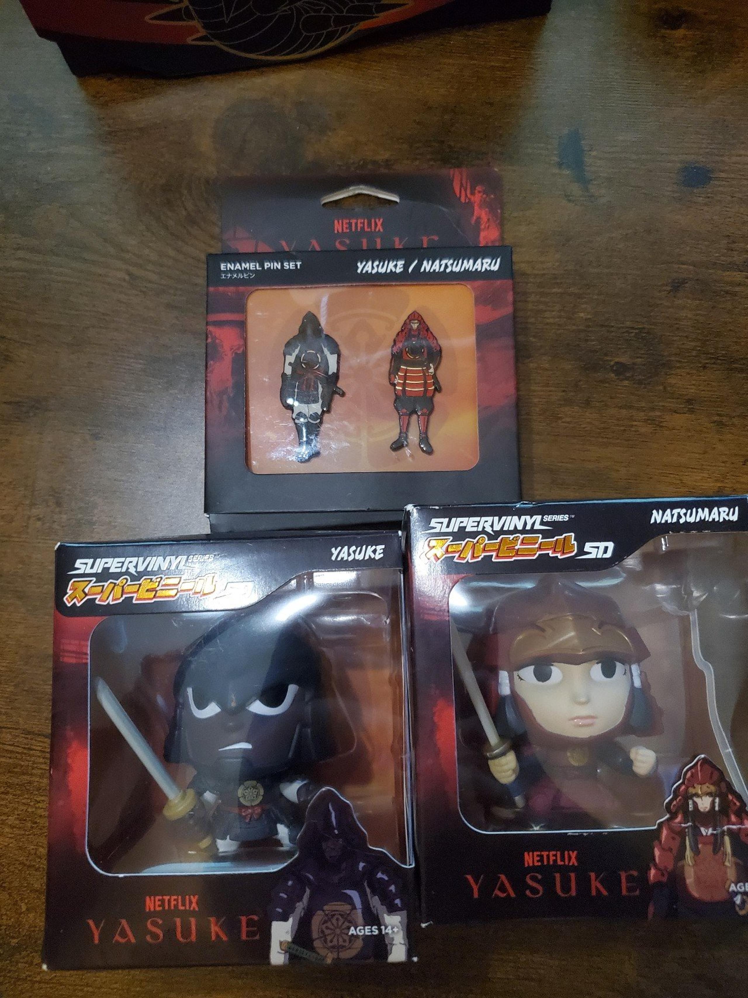 Super7 Netflix Yasuke & Natsumaru Supervinyl 3" Mini Figure & Pins Lot
