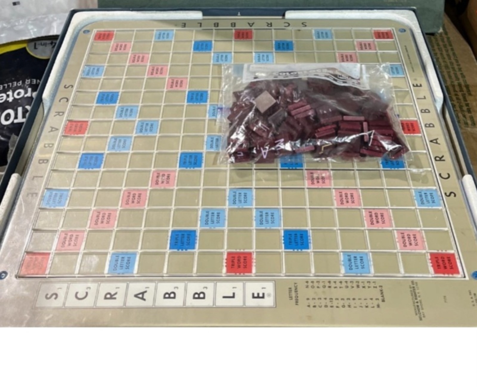 Vintage Deluxe Scrabble Game Set - Turntable, Red Wood Tiles, Score Rails 1970's