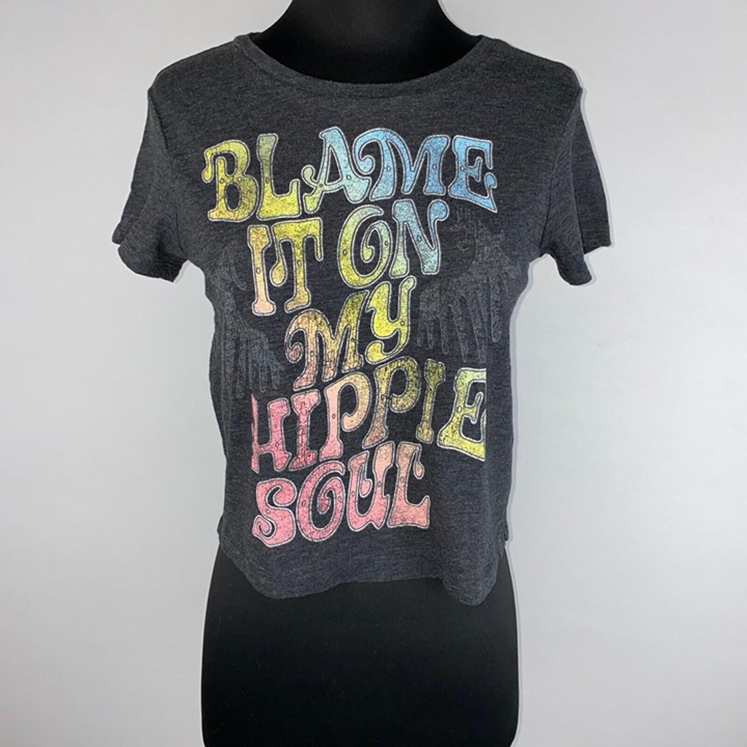 Aero Tokyo Darling XS Blame It On My Hippie Soul Cropped T-Shirt Boho Festival
