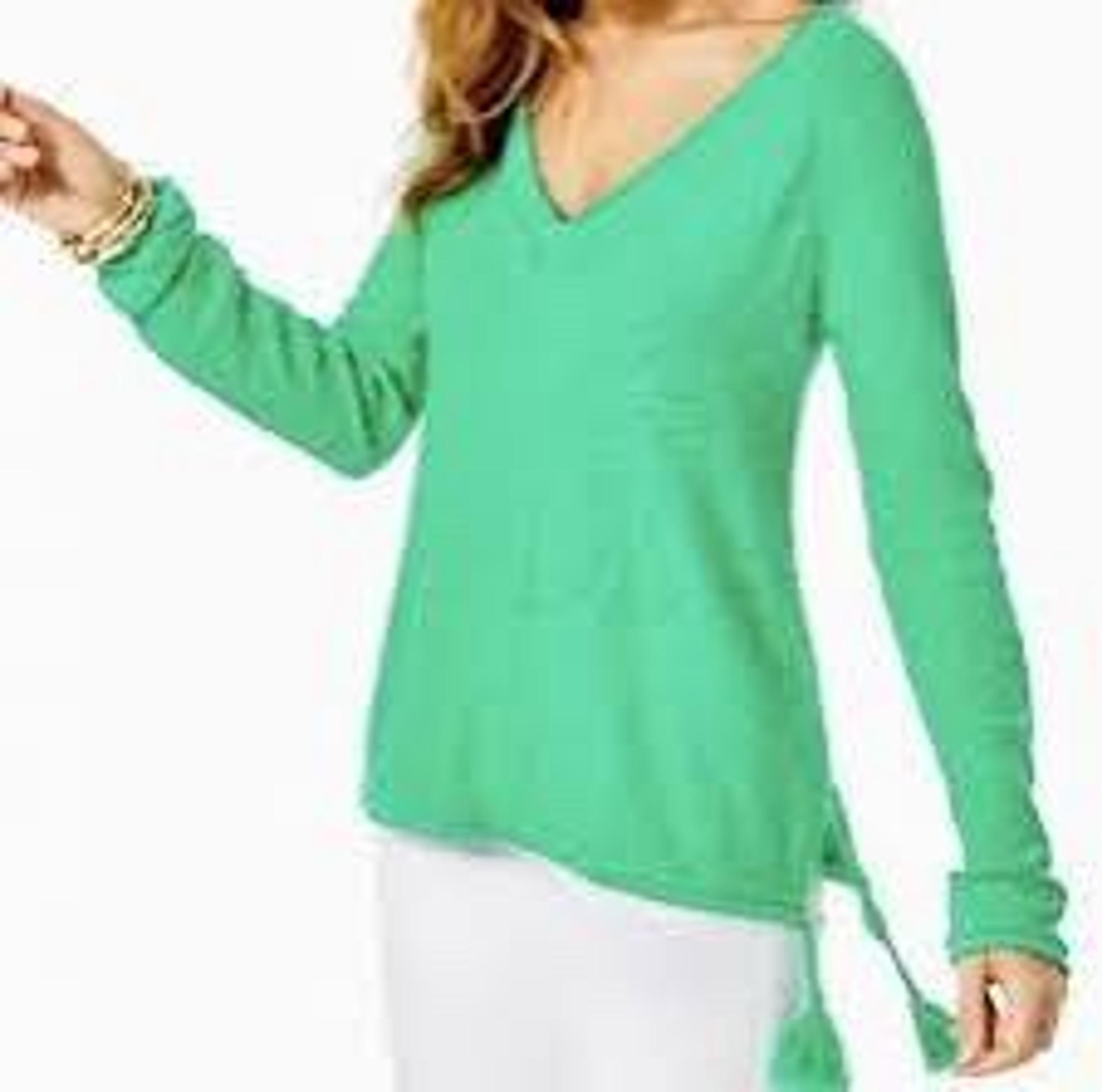 Lilly Pulitzer Jody Sweater Botanical Green Knit Tassels XS