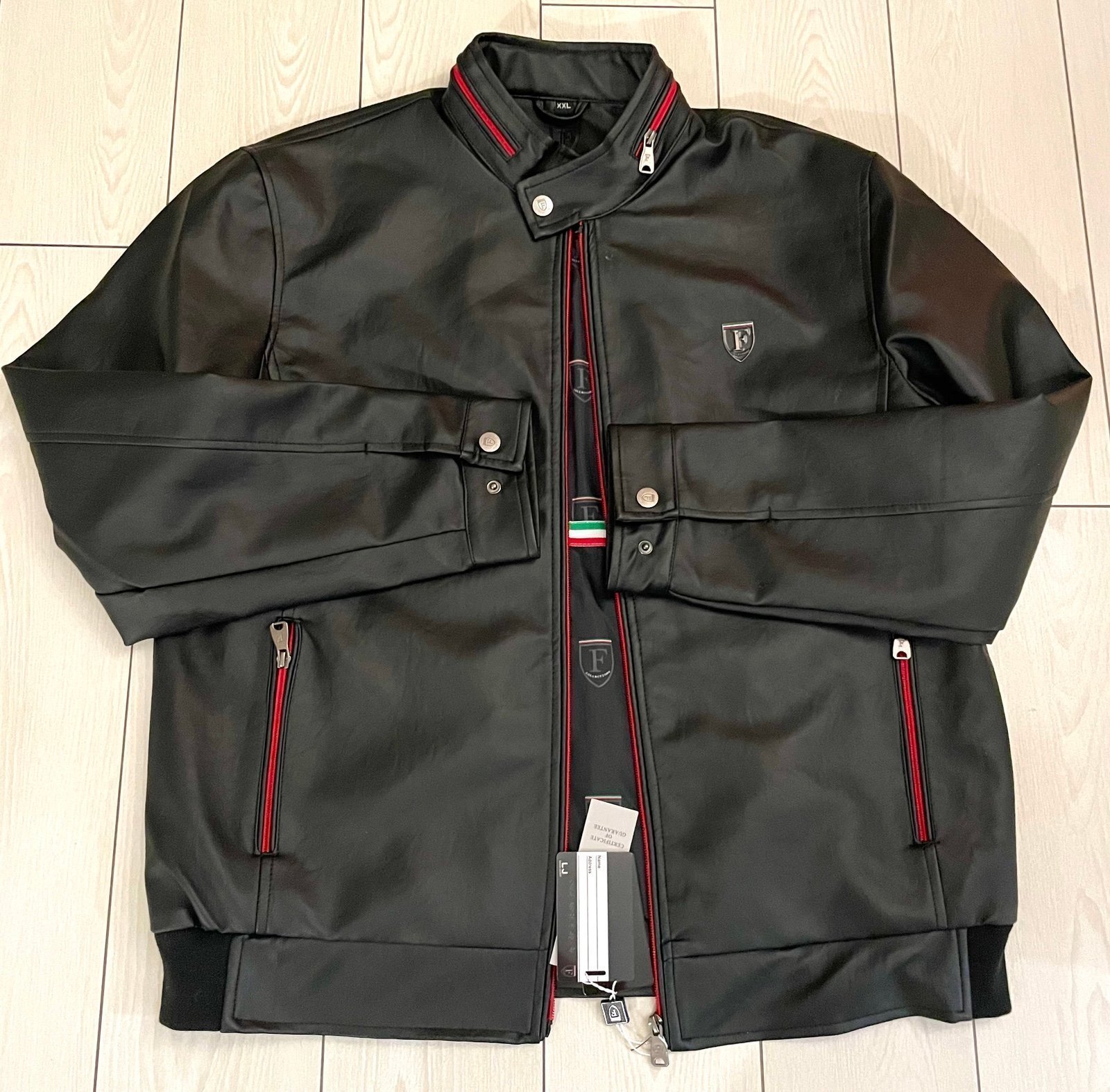 Ferrari F Collections- Made in Italy Faux leather men's jacket. Size XXL. NWT