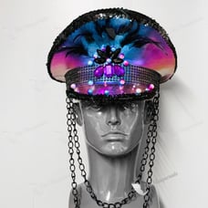 Purple Captain Jewelry Feather Party Top Hat