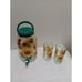 Golden Harvest Sunflower Sun Tea Jug with Spicket Flower 1 Gallon and Two Glass