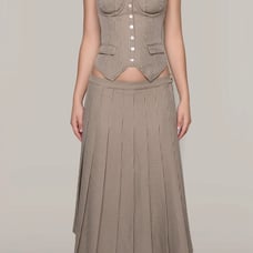 Danielle Guizio Gibson pleated brown midi skirt XS