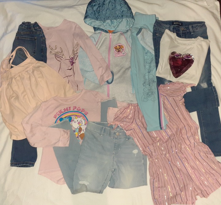 LOT OF KIDS CLOTHES TOPS JEANS SHORTS ROMPER OUTFITS~NICKELODEON-GIRLS SIZE 6-7