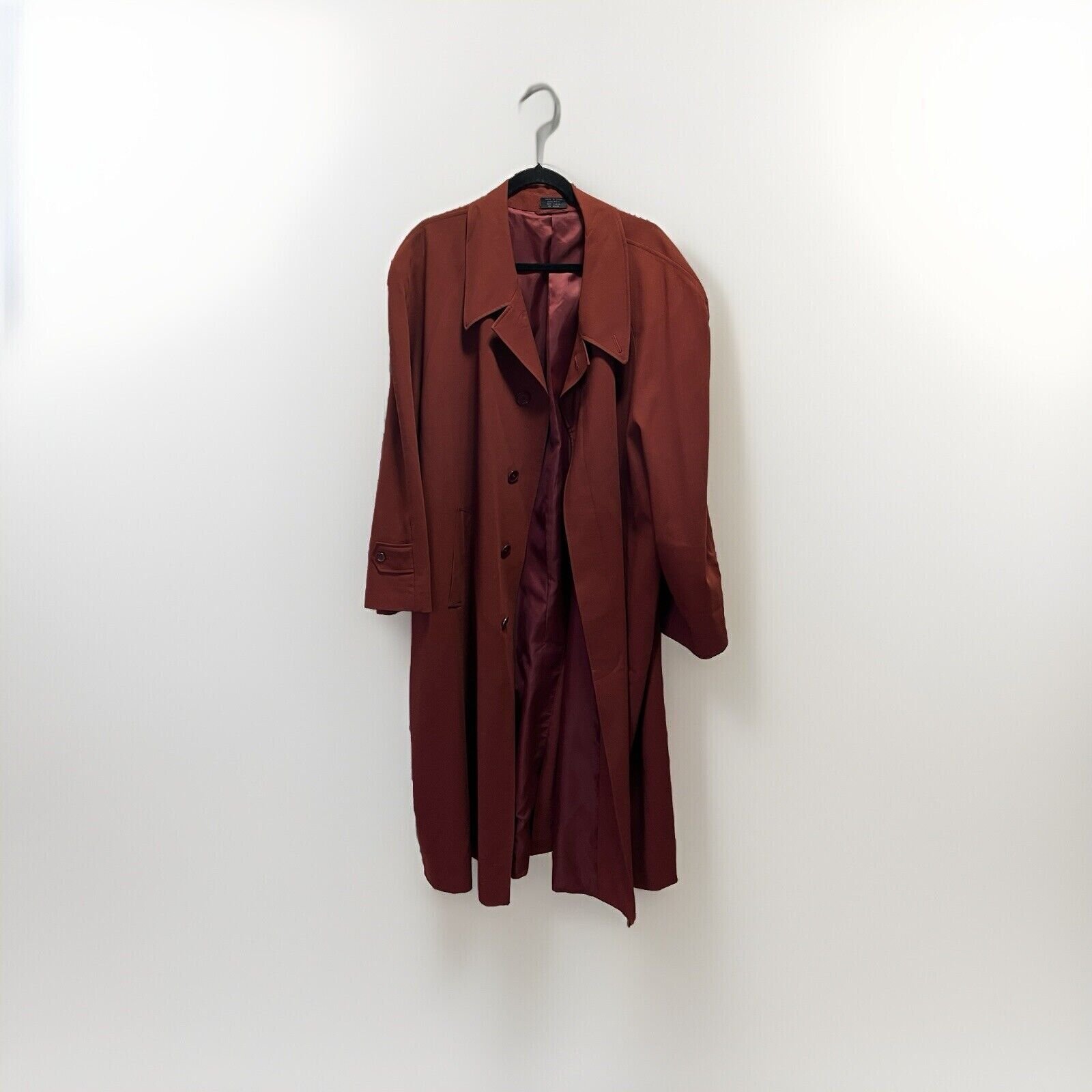Oversized Burgundy 100% Virgin Wool Maxi Trench Coat Size 14/16/18