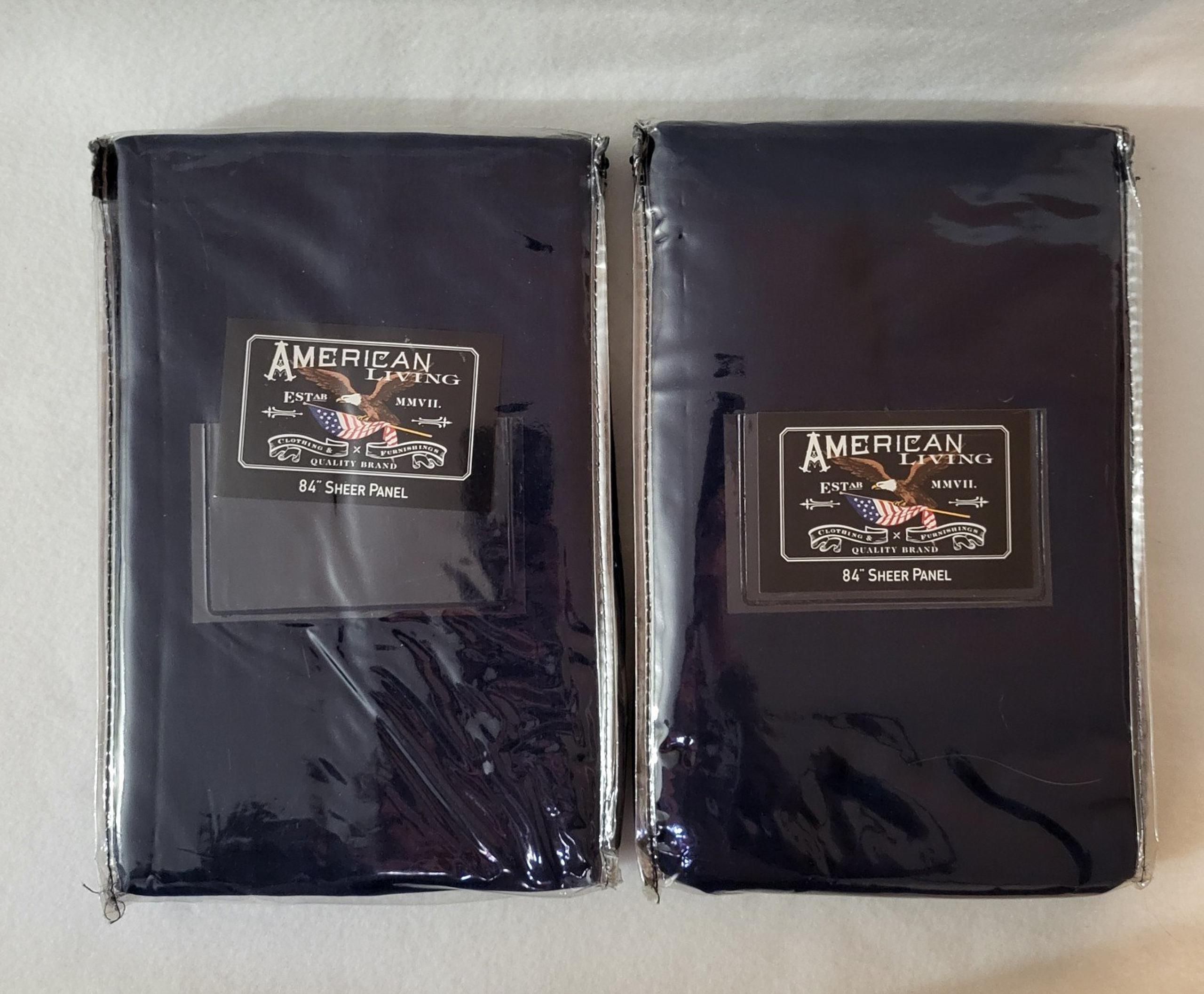 84" Sheer Panel American Living Cape Sheer Indigo Navy Blue 52"X84" (2 Panels)