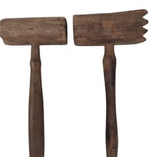 Antique 19th Century Primative Wood Hammer / Mallet & Meat Tenderizer