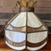 Vintage Tiffany style stained glass hanging light brown cream
