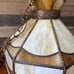 Vintage Tiffany style stained glass hanging light brown cream