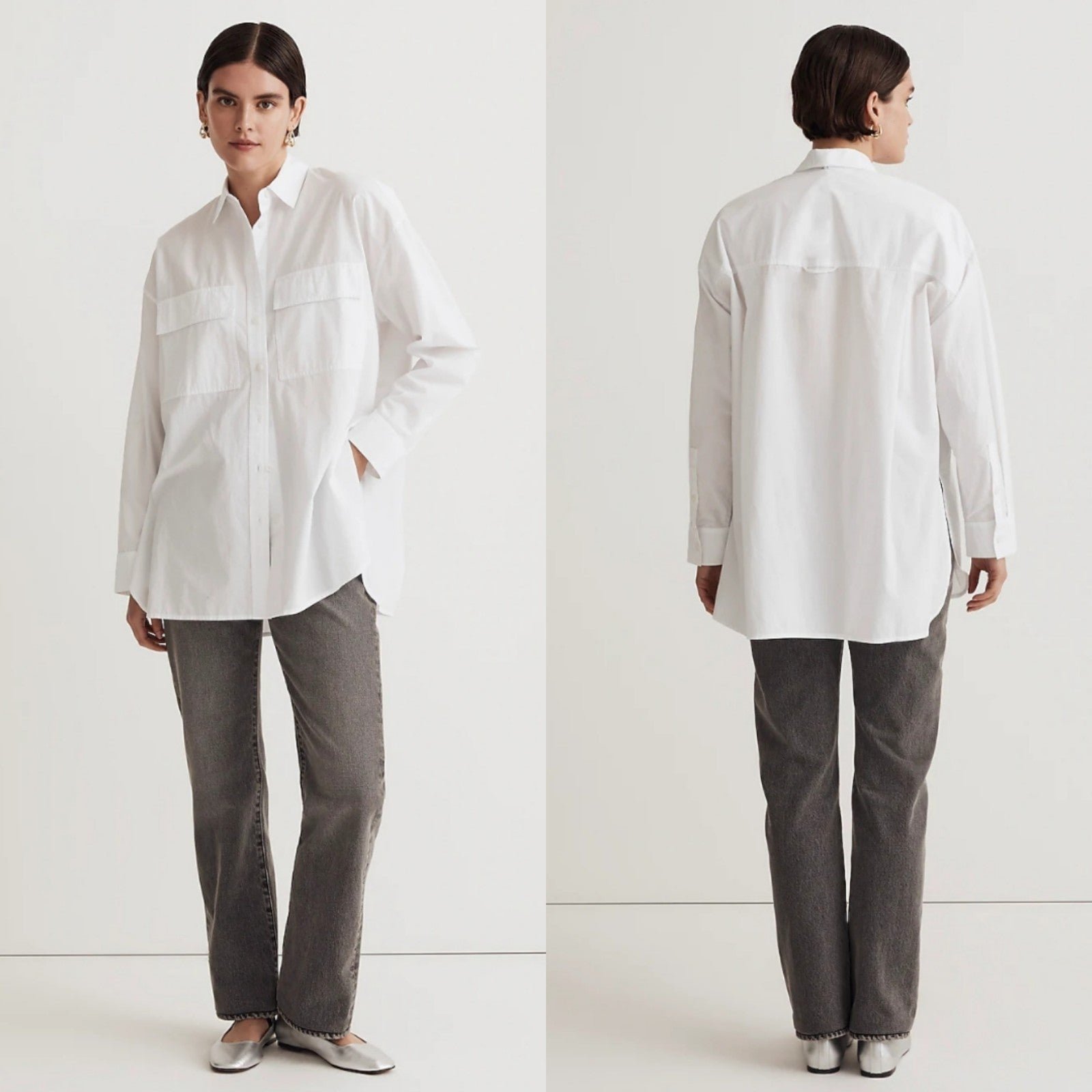 Madewell Signature Poplin Oversized Button-Up Shirt: Flap-Pocket Edition
