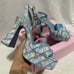 Aldo x Barbie Party Dreamhouse Light Blue Denim Pink Heels Pumps New