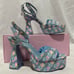 Aldo x Barbie Party Dreamhouse Light Blue Denim Pink Heels Pumps New