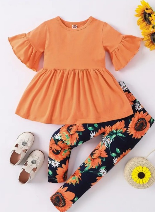 Toddler Sunflower Outfit, Size 5T NIP