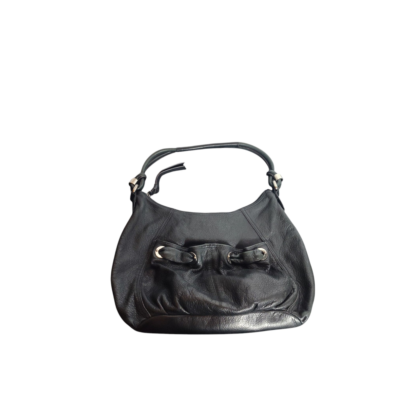 B. Makowsky Black Pebbled Leather Hobo Bag